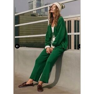 NWT Free People Solar Two-Piece Sweater Set Green Medium